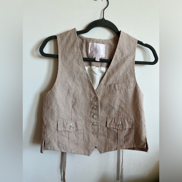 Rebecca Taylor Linen-Cotton Striped Vest Top - Picture 8 of 16